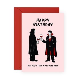 CENTRAL 23 Vampire Birthday Card - You Don't Look A Day Over Dead - Dark Humor - Funny Birthday Cards For Friends Men Women Him Her - Happy Bday Gifts - Comes With Fun Stickers