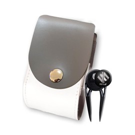 FOLG Golf Ball Case Green Fork Marker Set [Easy to Install on Belt] PU Leather (Gray Green Fork Set)