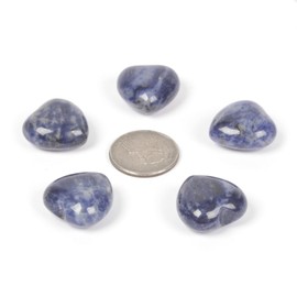 Sodalite Healing Crystal Heart Love Stones Pocket Palm Thumb Gemstones Chakra Reiki Balancing Valentines Day Gifts 1 inch（Pack of 5）