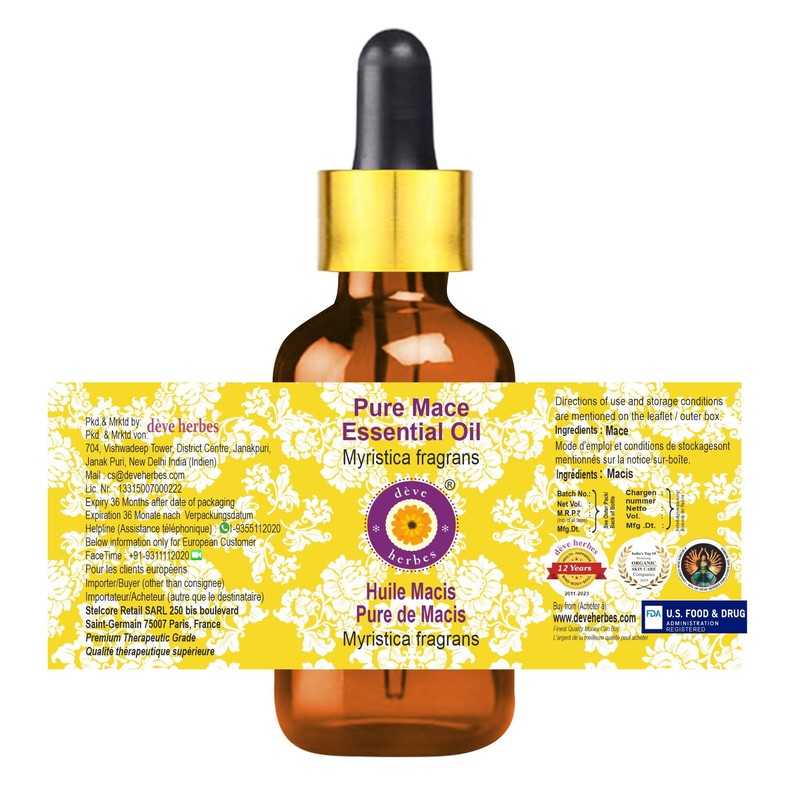 dve herbes Deve Herbes Pure Mace Essential Oil (Myristica fragrans)