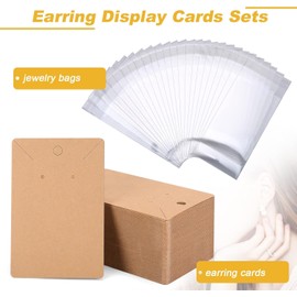 ovsor Works Great Earring Display Cards - Well-made 3.5 x 2.4 Inches Earring Cards with Good Paper Quality, Plus Clear Packaging Bags That Don't Tear Easily, for Earrings Necklace Jewelry Cards
