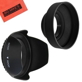 55mm Tulip Flower Lens Hood + 55mm Soft Rubber Lens Hood for Select Canon, Nikon, Olympus, Panasonic, Pentax, Sony, Sigma, Tamron SLR Lenses, Digital Cameras and Camcorders + MicroFiber Cleaning Cloth