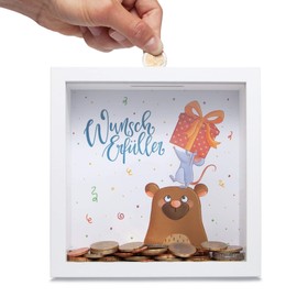 GLÜCKSWOLKE - Children's money box, 5 designs to choose from, money gifts packaging, gift money box, piggy bank, large piggy bank, 3D picture frame to fill, saving box, money box, boy girl