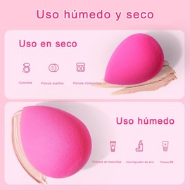 Set de Maquillaje de 20 Piezas: Incluye Esponja de Maquillaje, Borla Triangular para Polvos, Esponja Limpiadora, Diadema y Muñequera para El Cuidado de La Piel. Apto para Cosméticos Líquidos, En Crema y En Polvo (Rojo rosa)