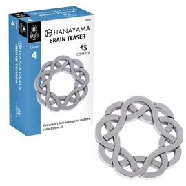 Bepuzzled Coaster Hanayama - Rompecabezas de Metal Fundido para el Cerebro (Nivel 4), Rompecabezas para niños y Adultos a Partir de 12 años, Chapado en Cromo