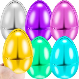 Haconba 6 Pack 6 Inch Large Metallic Easter Eggs Colorful Jumbo Shiny Fillable Easter Egg for Egg Hunt Game Basket Stuffers Easter Decoration, 6 Colors