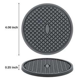 3 Pack Silicone Coasters for Drinks, Thickened Coasters with Deep Tray Grooved Design Cup Mat, Washable Heat Resistant Durable Non-Slip Coasters for Coffee Table Wooden Desk Kitchen Bar (Dark Grey)