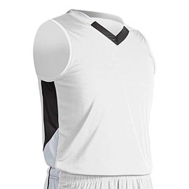 Champro Rebel Polyester Basketball Jersey, Adult 2X-Large, White, Black, White