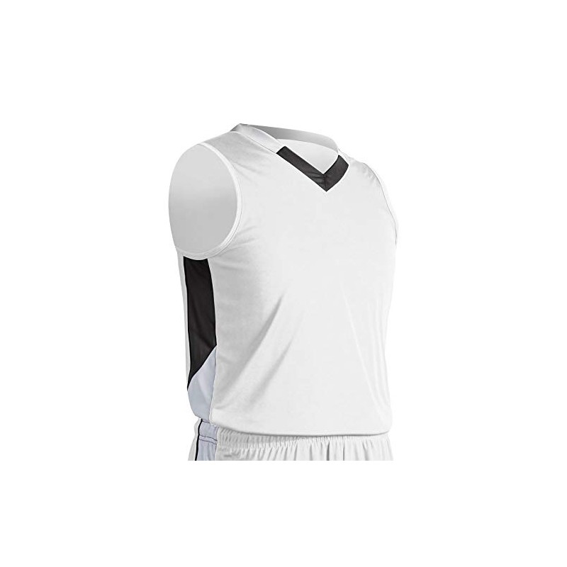 Champro Rebel Polyester Basketball Jersey, Adult 2X-Large, White, Black, White