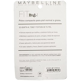 Maybelline Base de Maquillaje en Polvo Fit Me Matte  Poreless, porcelain 110, 12 gr, matifica y controla brillo por 16h, minimiza la apariencia de... 