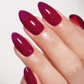 Firedeep Jelly Plum Red Gel Nail Polish, 16ML Rose Red Large Bottle UV/LED Soak Off Pitaya Dragon Fruit Color Gel Polish for Nail Art DIY Manicure at Home 1Pcs