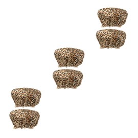 Minkissy 3sets Leopard Print Bathing Cap for Women Hair Styling Shower Cap 2pcs*3
