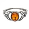 Sterling Silver and Baltic Honey Amber Celtic Knots Ring Size: