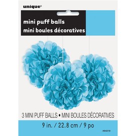 Powder Blue Mini Puff Tissue Decorations (3 Ct) - Eye-Catching, Premium Quality Material - Perfect for Events & Party Decor
