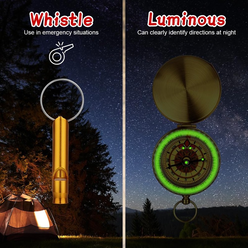 flintronic Outdoor Brass Compass, Pocket Compass, Hiking Compass, Portable with