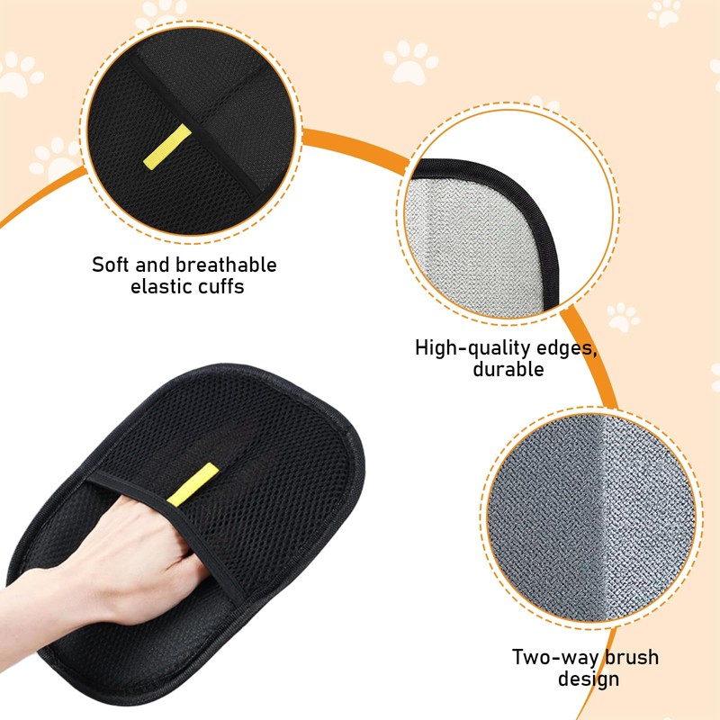 QINGYIWL 2 Stück Fellmagnet Handschuh, Tierhaarentferner Handschuh mit Tierhaarentfernerbürste, Fell