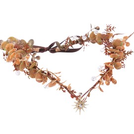 MOSTORY Boho Flower Elf Crown - Woodland Fairy Circlet for Fall Renaissance Accessories Women, Eucalyptus Fantasy Elven Crown for Renfaire Cosplay Fairycore Outfit