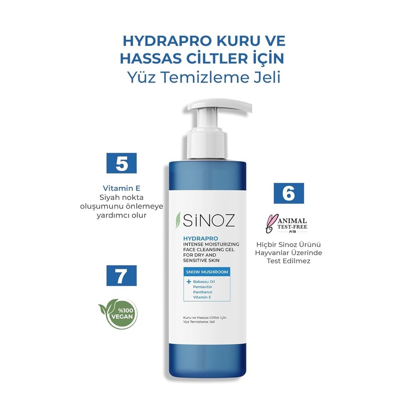 Sinoz Hydrapro Intensive Moisturising Facial Cleansing Gel for Dry and