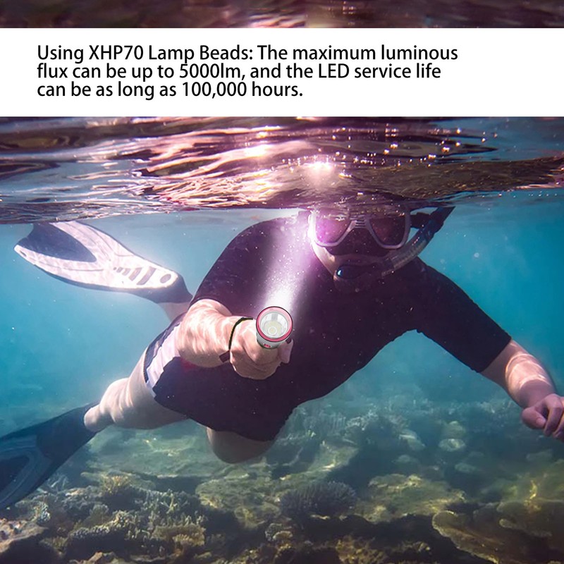 XHP70 5000lm Diving Lights Aluminum Alloy 100m IPX6 Waterproof Underwater