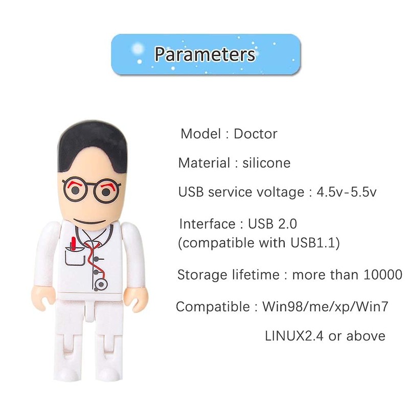 Novelty USB Flash Drive 64GB, LEIZHAN Doctor Robot Toy Character