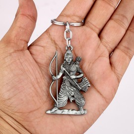 Rudra Empire Lord Shree Ram Stainless Steel Keychain Keyring Gifts for Men Women Car Key Charms, Silver, Standard