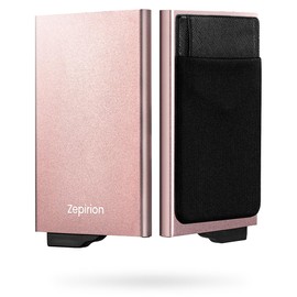 zepirion Quick Wallet 2 Credit Card Case, Optimized for Cashless, Anti-Skimming, Magnetic Protection, Sliding, Slim, Aluminum, Men's, Women's,, rose gold