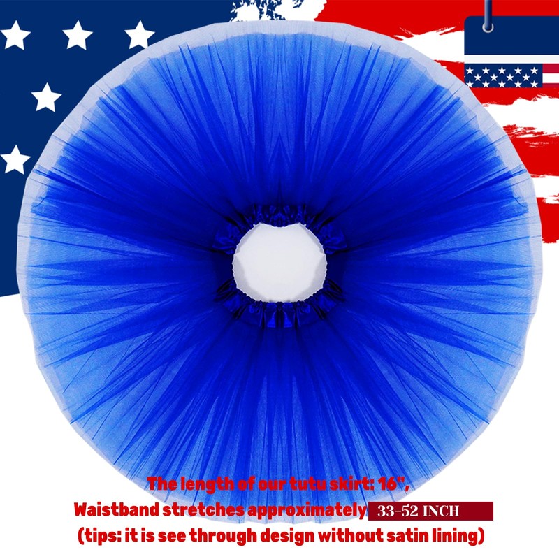Plus Size 2XL/3XL Women Red White Blue Tutu USA American