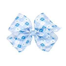 Wee Ones Girls' Western Cowgirl Boots and Bows Printed Grosgrain Hair Bow, Handmade, Millenium Blue, King