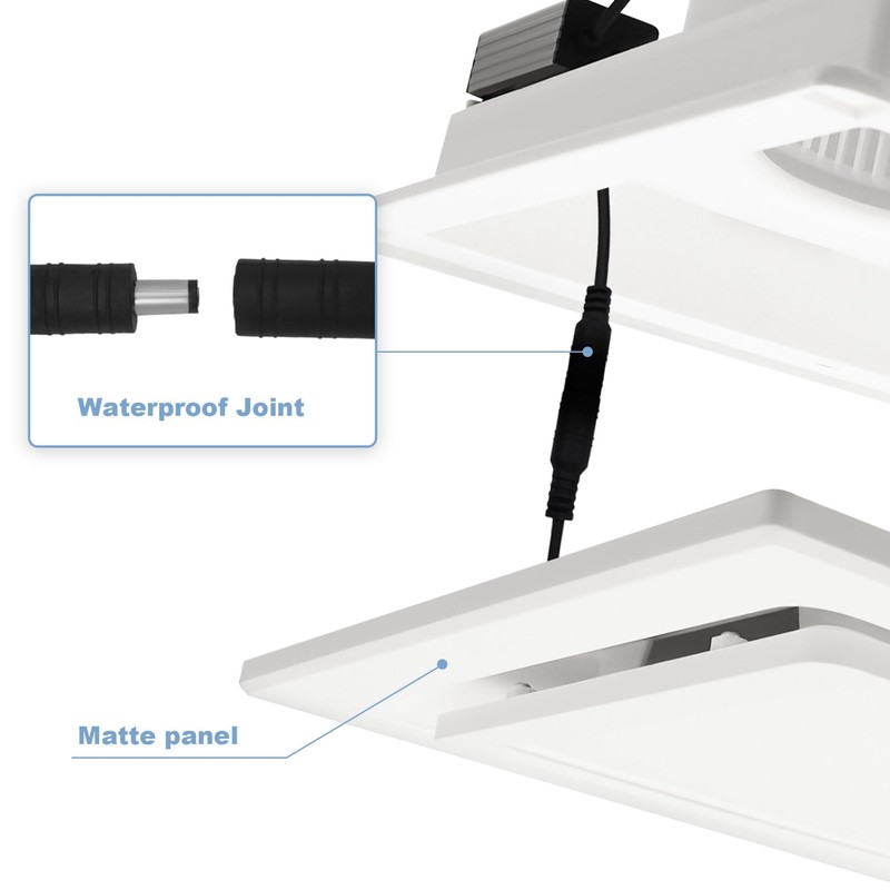 POWERENG Bathroom Exhaust Fan with Light,9.8 in Panel,6000K 12W Square