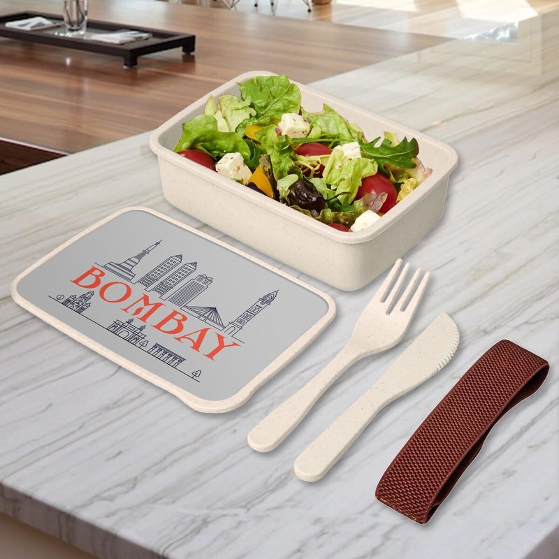 Fabulous Lunch Box Lunch Box with Cutlery Grey Bombay Minimalist