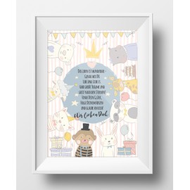 Welcome Baby Poster Set - Poster and Nursery Decoration for Newborns with Cute Animals for Babies and Toddlers, Set of 7 Pieces without Frame, 13 x 18 cm, Photo Paper, Pastel Colours