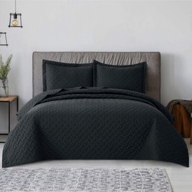 Bedsure King Quilt Set Bedspreads King Size Black- Quilts King Size Clearance - Bedspreads & Coverlets (Includes 1 Quilt, 2 Shams)
