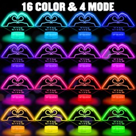 Night Light for Girls,Birthday Mothers Day Gifts for Her,16 Colors 3D Night Light with Remote Control Unique Girls Room Decor Birthday Gifts for Sisters Girlfriend Women Music Lovers Party Supplies