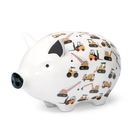 Tilly Pig Ceramic Piggy Bank Kids Boys Girls Fun Construction Design Money Box