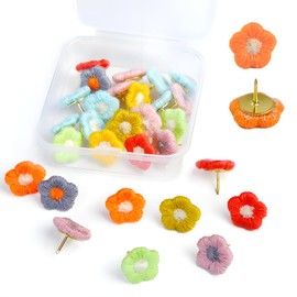 30 Stück Pinnwandnadeln, Blumen Pinnnadeln mit Aufbewahrungsbox, Dekorative Reißnägel, Pins für Pinnwand, Heftzwecken, Reißzwecken,für Karte, Pinnwand, Korktafel, Zuhause (Mehrfarbig 2)