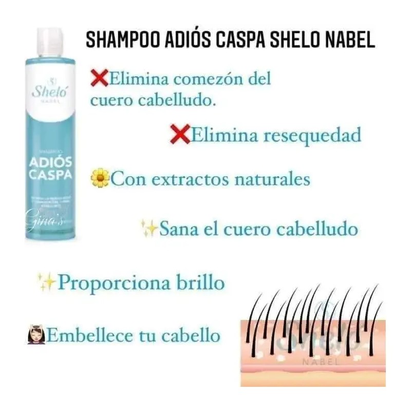 Shampoo Adios Caspa Shelo Nabel 530ml Piezas
