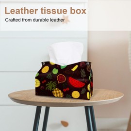 2 Pack Tissue Box Cover Holder, Golden and Black Hearts Rectangle Leather Tissue Case, Decorative Organizer for Tabletop, Bathroom, Car, Office