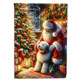Caroline's Treasures DAC4146CHF Old English Sheepdog and Santa Claus House Flag Large Porch Sleeve Pole Decorative Outside Yard Banner Artwork Wall Hanging, Polyester, House Size, Multicolor