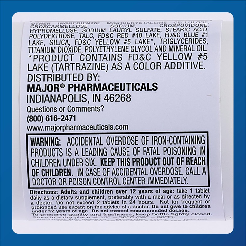 Major Ferosul - Ferrous Sulfate 325mg Tablets with 65mg of