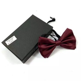 coool Wine Burgundy Color Neckwear Adult Men Pre-tied Bow Tie