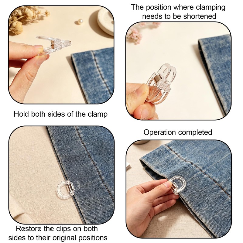 20 Pcs Hem Clips for Pants, Adjustable Clear No-Slip Pant