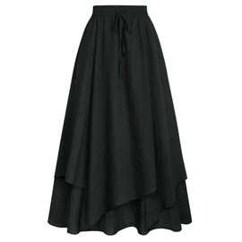 SCARLET DARKNESS Ladies Cottagecore Skirt A-Line Retro Pirate Peasant Long Skirts for Women UK Black XL