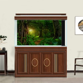 Aquarium Background Deep Tropical Jungles Terrarium Background Rainforest Huge Trees Lush Leaves Jungle Style Reptile Habitat Background Deep Rain Forest Fish Tank Backdrop Decor Vinyl 48x20in