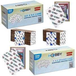 Hobby Armor Bundle, Trading Card Shipping Protectors, 100 Pack of Each Size, 3.5" x 4.5" and 4" x 6", Vibrant Multi-Color Card Protectors with Rounded Corners, Premium Cardboard Shipping Supplies