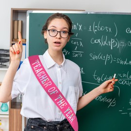 JXYCBZYing Teacher of the Year Sash with Iridescent Foil, Hot Pink Funny Thank You Teachers Sash for Teacher Appreciation Week Party Decorations, Happy Teachers’ Day Supplies