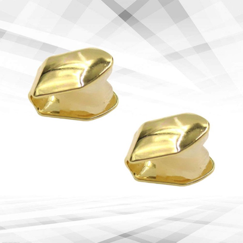 2Pcs Gold Plated Single Tooth Cap Hip Hop Teeth Plain