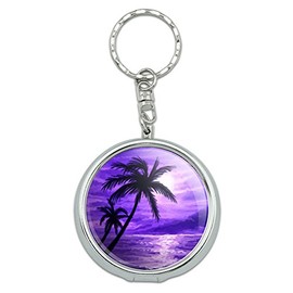 Graphics and More Portable Travel Size Pocket Purse Ashtray Keychain Beach Tropical - Sunset Palm Tree Hawaii Paradise Purple