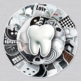 Black and White Sticker Set 50 Pieces Cute Decoration for Car Laptop Skateboard Bicycle Moped Motorcycle Bicycle Computer Suitable for Adults Children