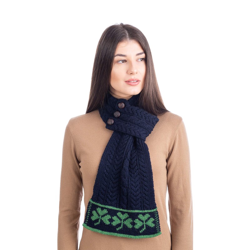 SAOL - Bufanda de lana meriente, diseño de trébol verde,