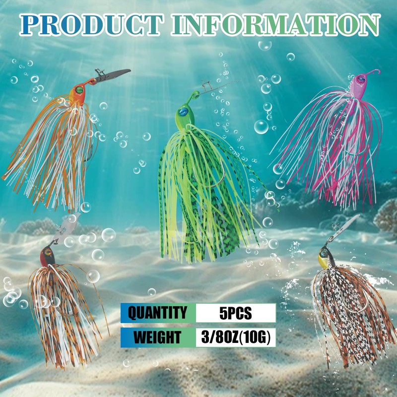 CWSDXM Bladed Jig Fishing Lures, Multi-Color Kits, Irresistible Vibrating Action,